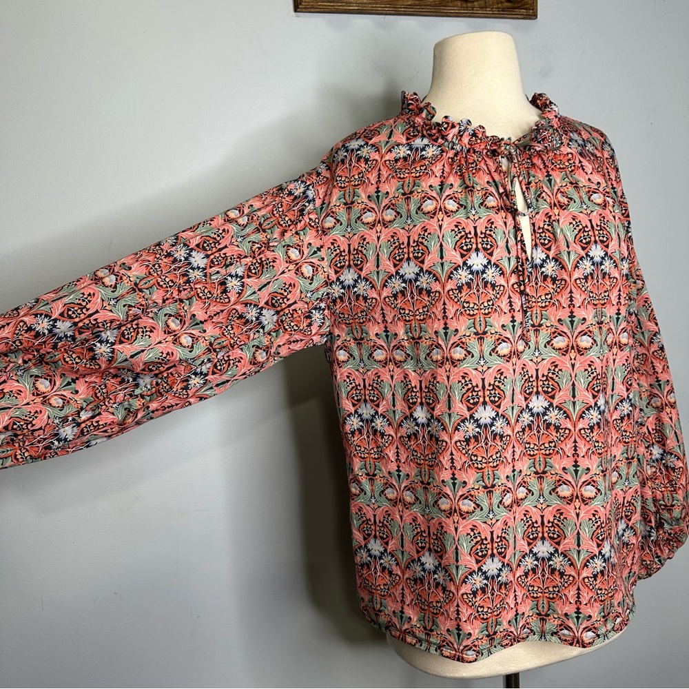 J. Crew Pink Floral Printed Peasant Blouse - Picture 7 of 16